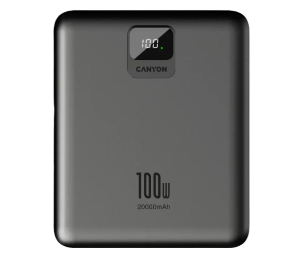 CANYON PB-2008 LED 20000 mAh PD100W QC3.0 Ciemnoszary CNE-CPB2008DG - 1283209 - zdjęcie